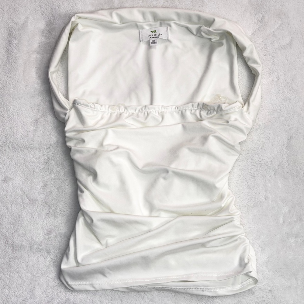 Live in The Moment Women’s Sleeveless White Ruched Top - Size XS